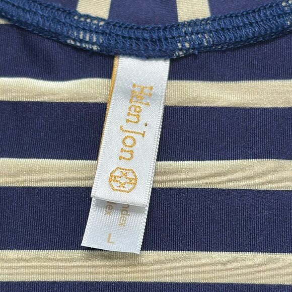 Helen Jon Rash Guard Full Zip Long‎ Sleeve Blue Stripe Swim Surf Top Size Large - Picture 5 of 8